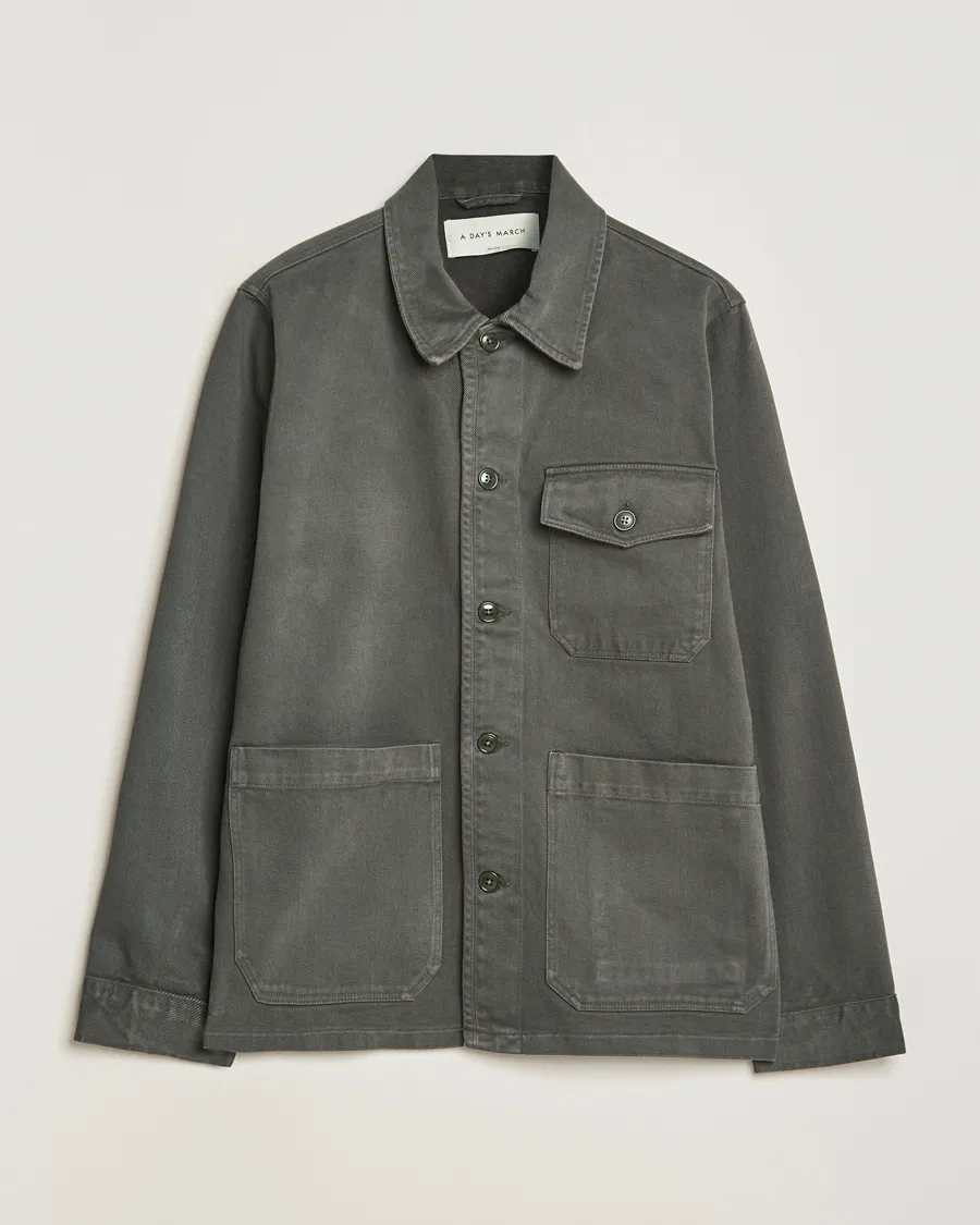 A Day's March Patch Pocket Sturdy Twill Overshirt Olive