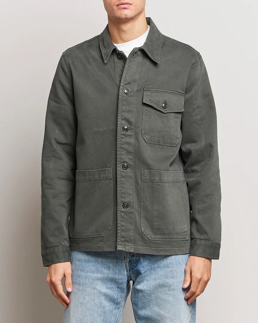 A Day's March Patch Pocket Sturdy Twill Overshirt Olive