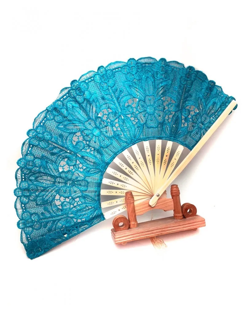 ABANICOS PARA BODAS FIESTAS Y EVENTOS COLOR AZUL PETROLEO