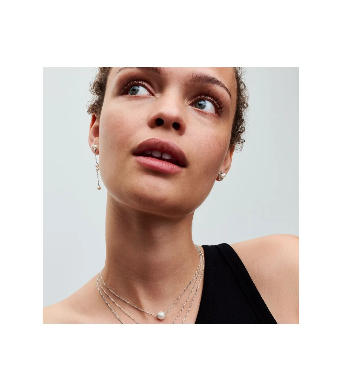 ARETES PANDORA CON HALO PAVé Y PERLAS CULTIVADAS DE AGUA DULCE TRATADAS  293154C01