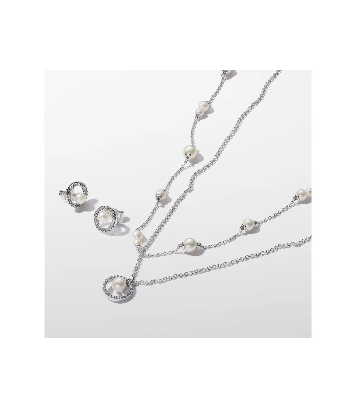 ARETES PANDORA CON HALO PAVé Y PERLAS CULTIVADAS DE AGUA DULCE TRATADAS  293154C01