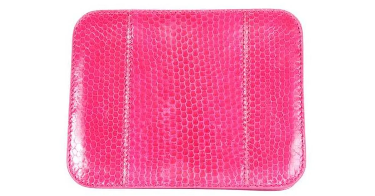 Autre Marque Estuche para pasaporte de pitón rosa del DISEÑADOR CONTEMPORÁNEO 