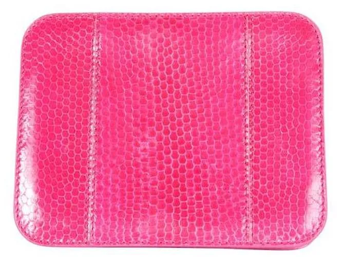 Autre Marque Estuche para pasaporte de pitón rosa del DISEÑADOR CONTEMPORÁNEO 