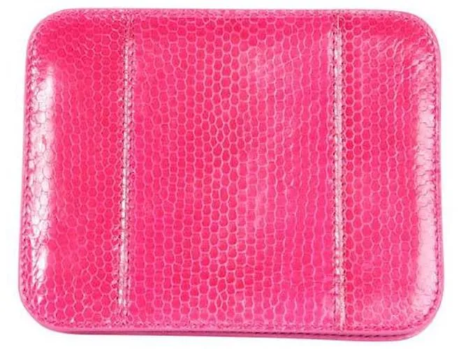 Autre Marque Estuche para pasaporte de pitón rosa del DISEÑADOR CONTEMPORÁNEO 