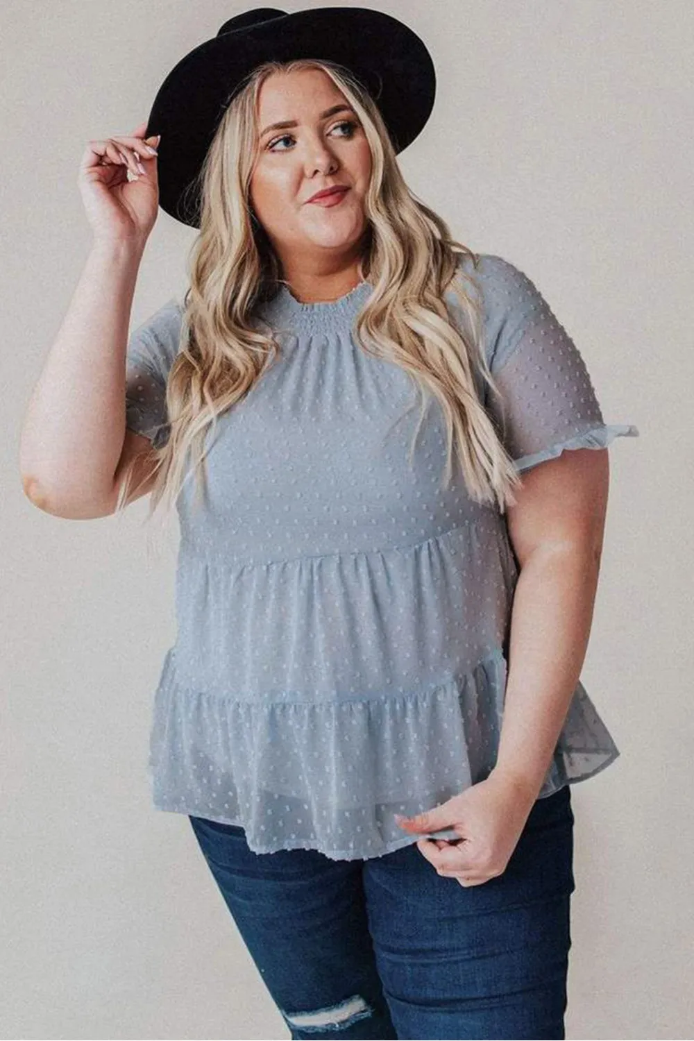 Blusa azul de lunares