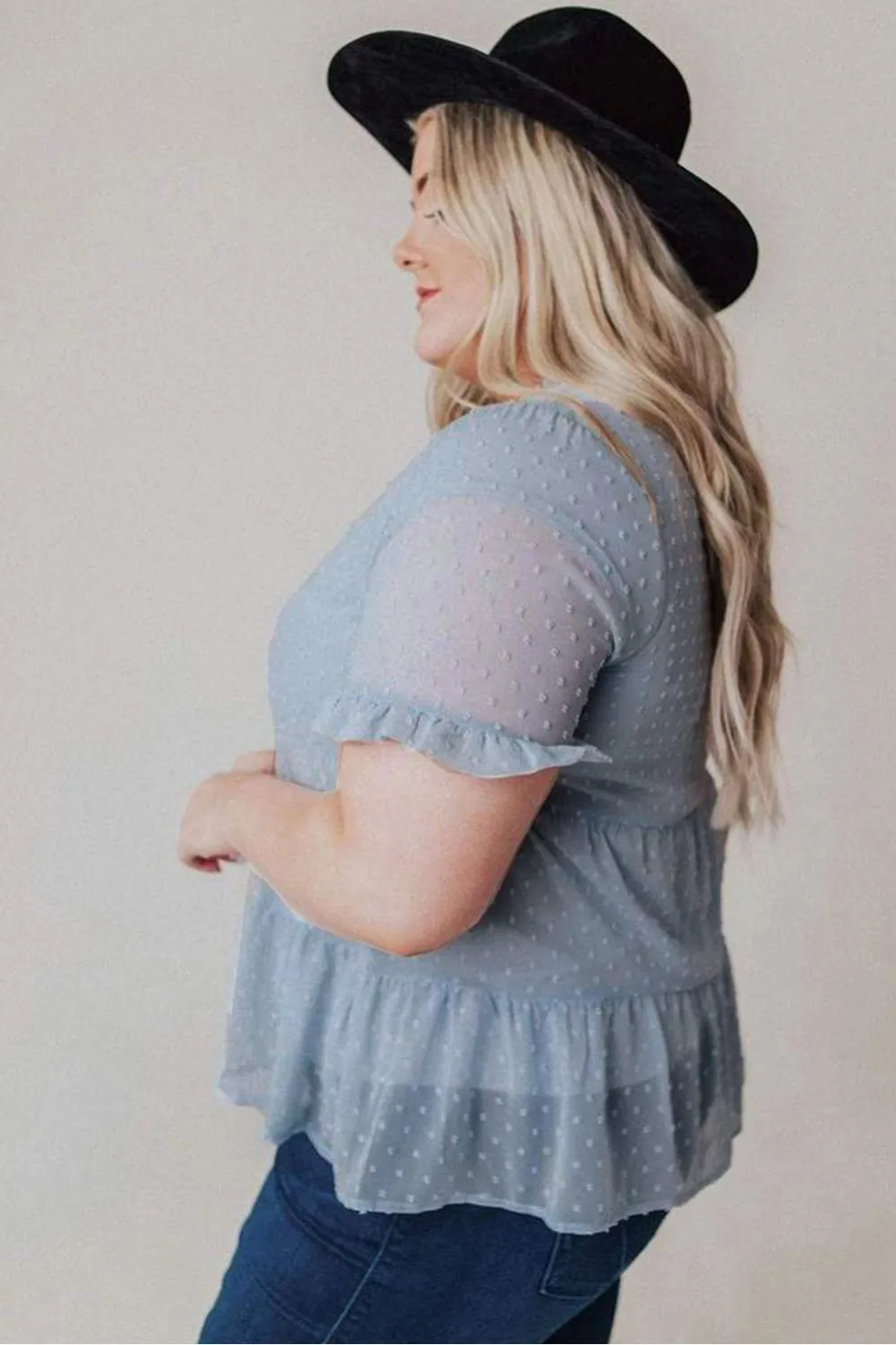 Blusa azul de lunares