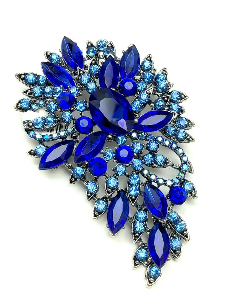 BROCHES AZULES PARA BODAS CON DISEÑO DE PEDRERIA DE CRISTAL