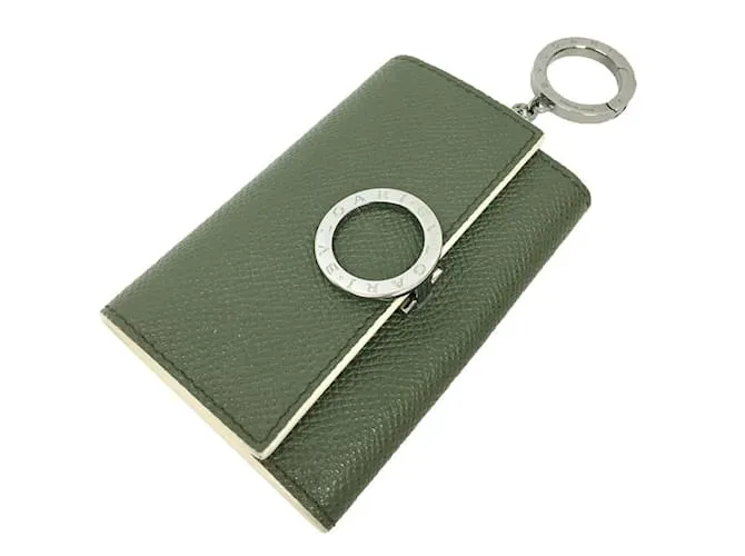 Bulgari Estuche de llaves de cuero verde Bvlgari 