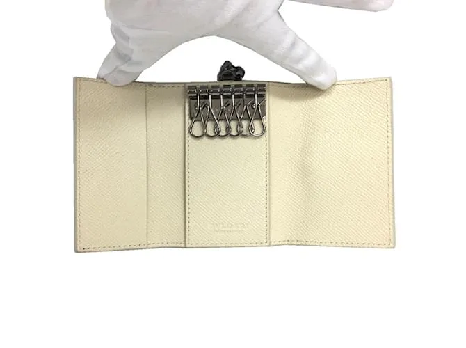 Bulgari Estuche de llaves de cuero verde Bvlgari 