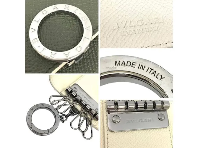 Bulgari Estuche de llaves de cuero verde Bvlgari 