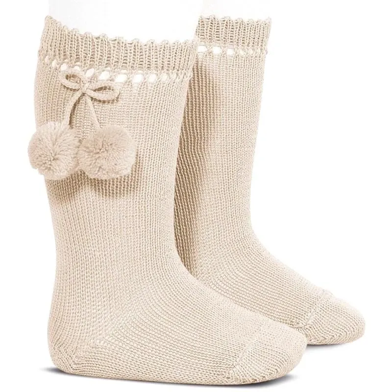 CALCETINES ALTOS PERLÉ CON BORLAS