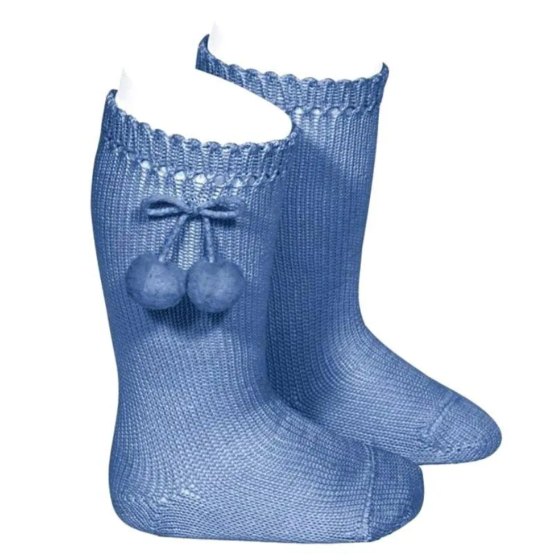 CALCETINES ALTOS PERLÉ CON BORLAS