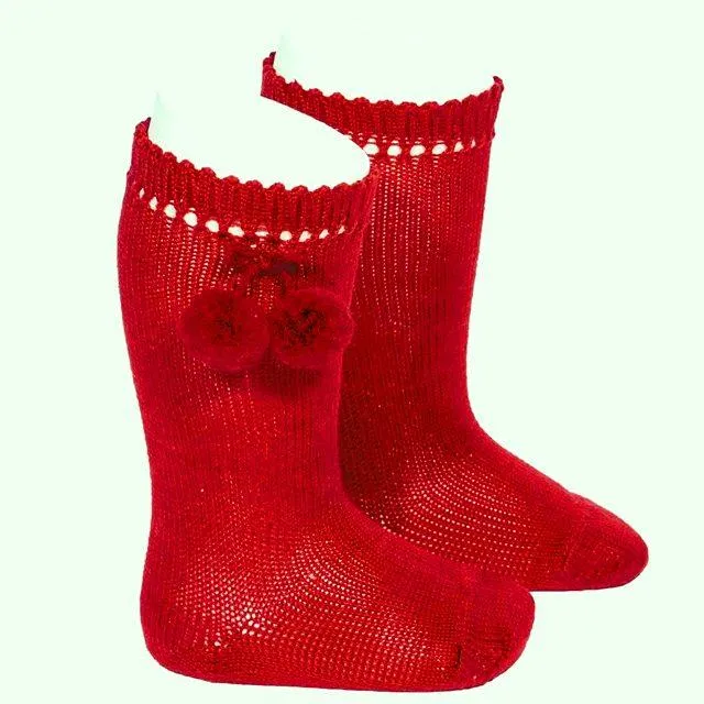 CALCETINES ALTOS PERLÉ CON BORLAS
