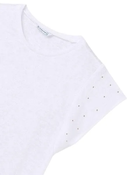 Camiseta Mayoral Tachuelas Blanco Para Niña
