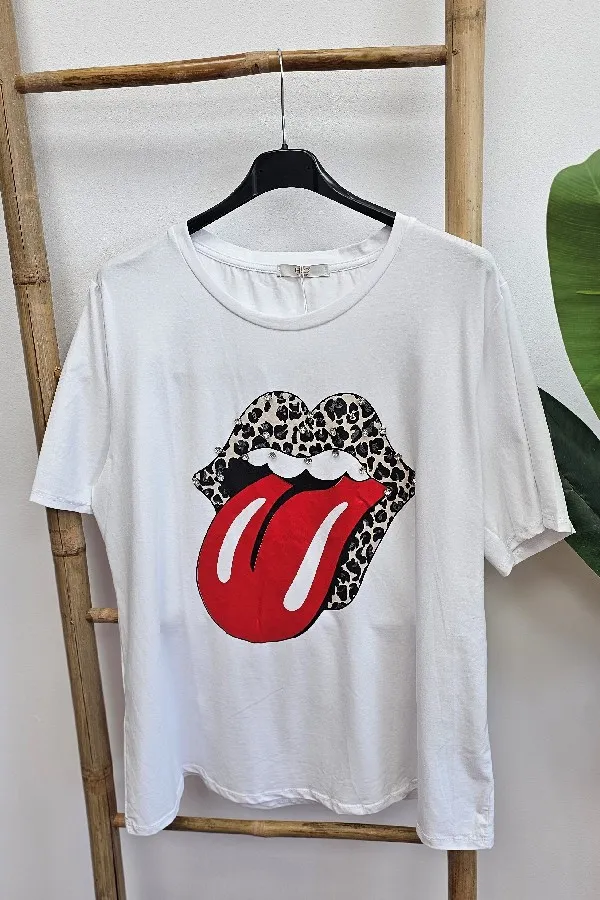 Camiseta Rolling Strass Blanca