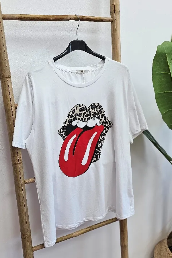 Camiseta Rolling Strass Blanca