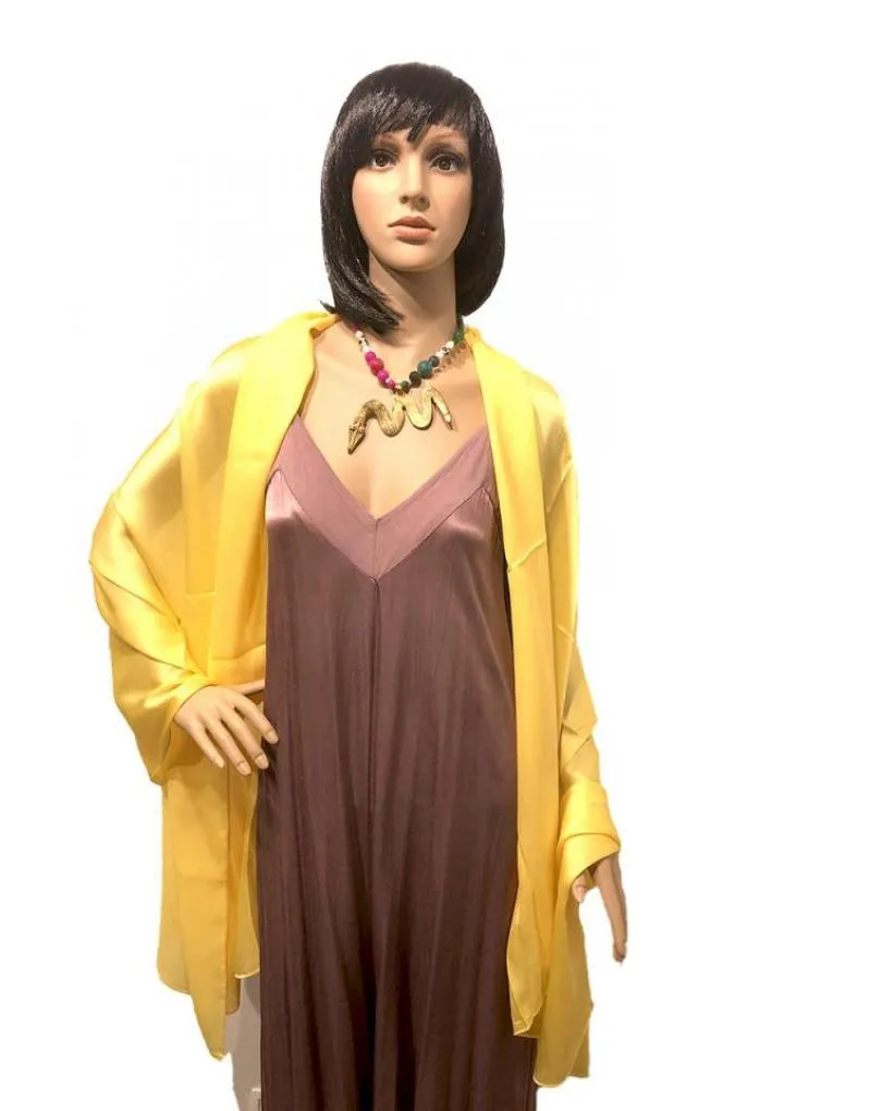 CHALES MUJER DE FIESTA AMARILLO MOSTAZA PARA BODAS Y EVENTOS