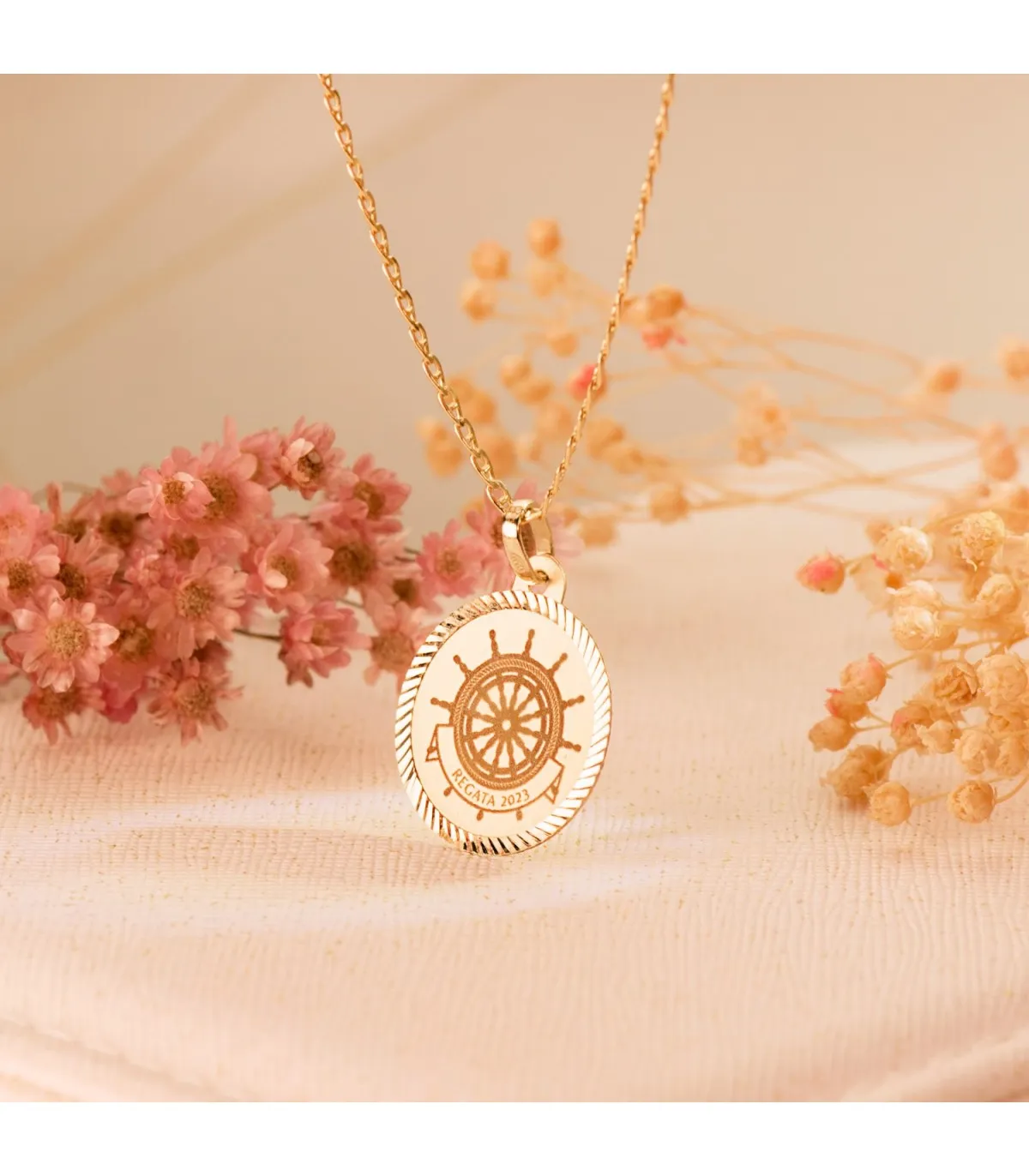 Chapa Redonda Oro 18K 18mm Hélice