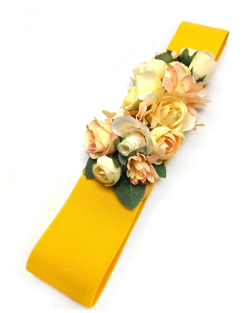 CINTURONES AMARILLOS PARA BODAS DECORADOS CON FLORES 