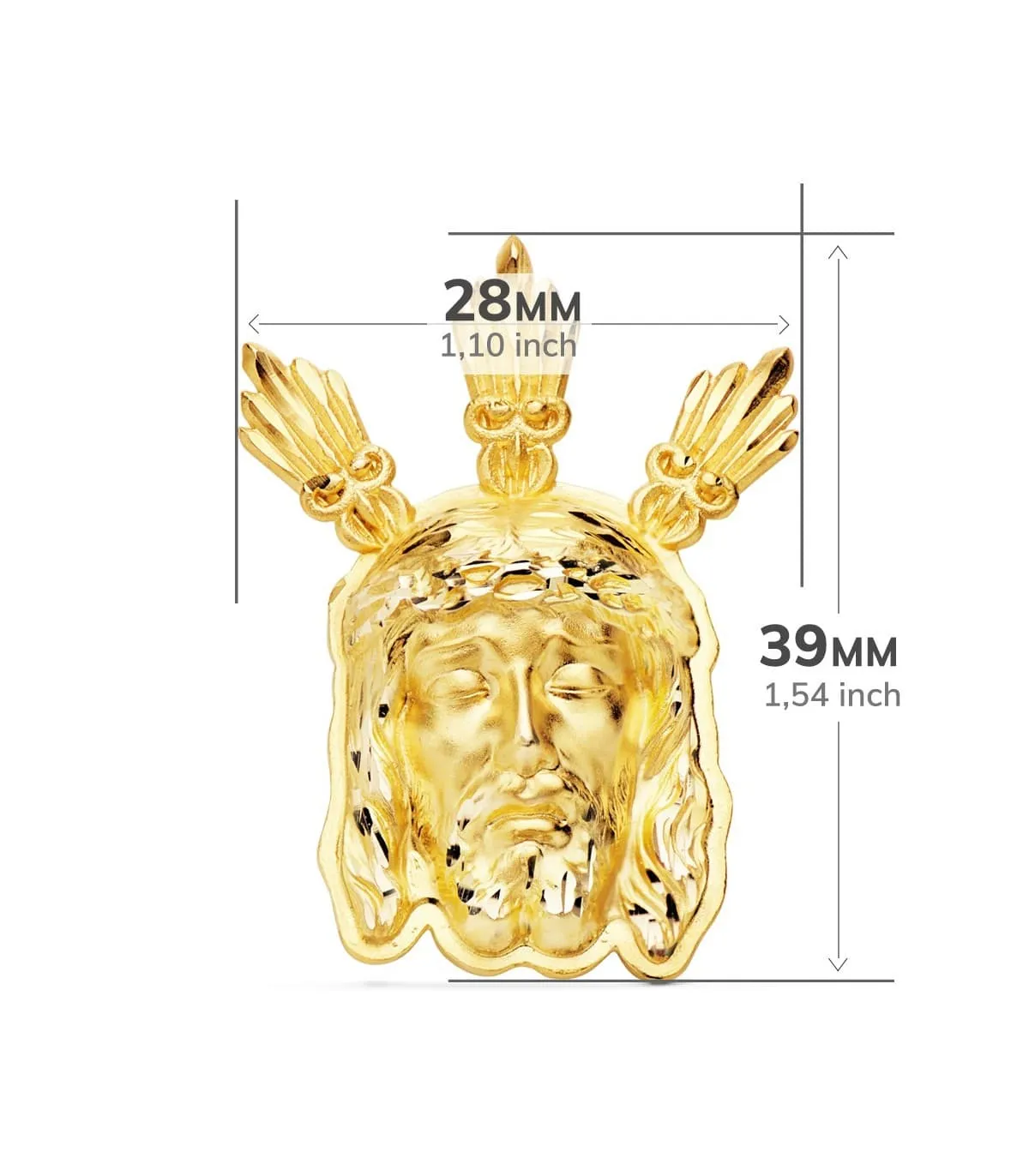 Colgante Rostro Cristo Oro 18K 39mm Potencias