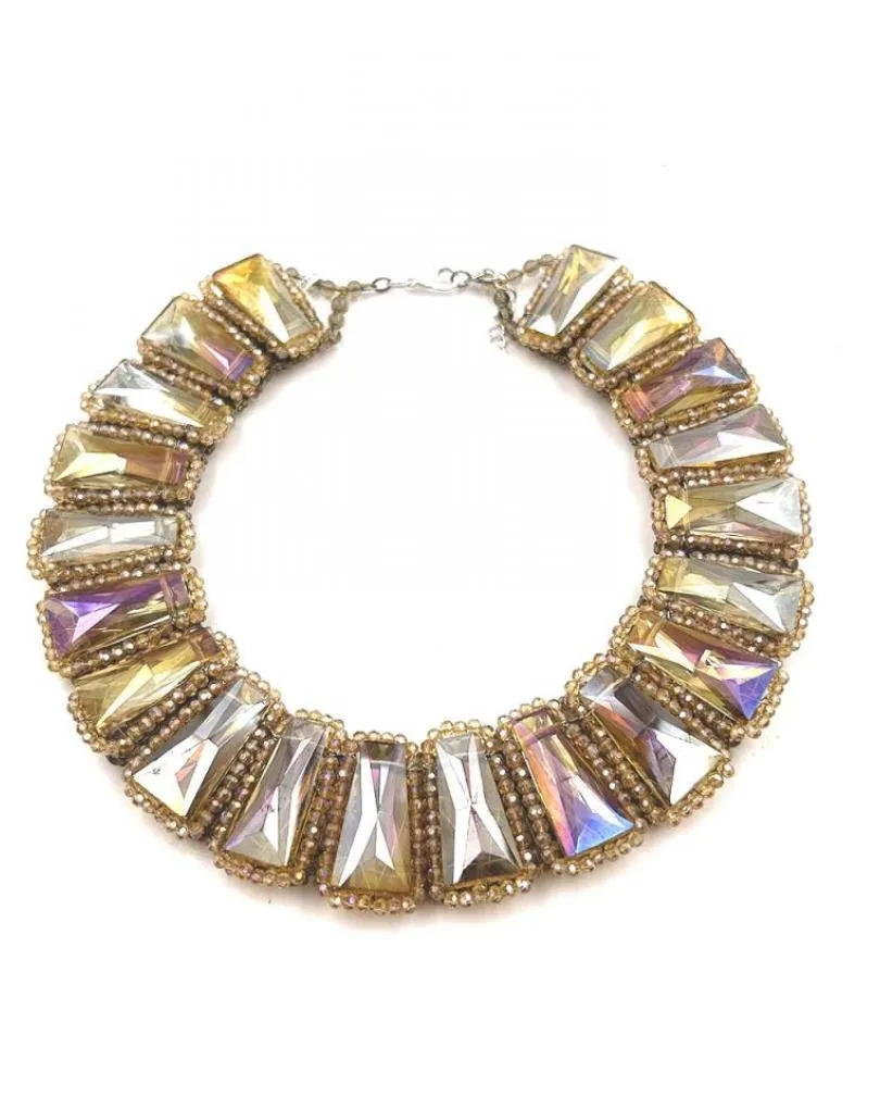 COLLARES CLEOPATRA DORADOS DE PEDRERIA TORNASOL PARA BODAS