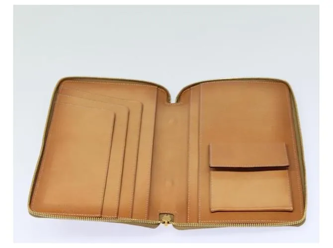 Céline Estuche de viaje de lona Macadam CELINE en cuero PVC marrón Auth yk13127 Castaño 