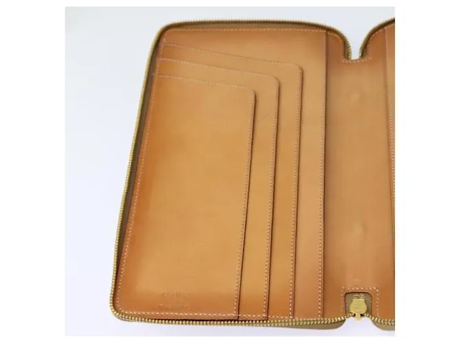 Céline Estuche de viaje de lona Macadam CELINE en cuero PVC marrón Auth yk13127 Castaño 