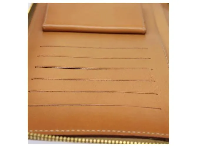 Céline Estuche de viaje de lona Macadam CELINE en cuero PVC marrón Auth yk13127 Castaño 