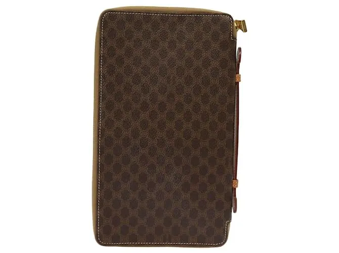 Céline Estuche de viaje de lona Macadam CELINE en cuero PVC marrón Auth yk13127 Castaño 