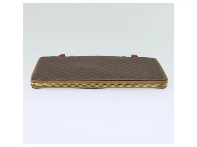 Céline Estuche de viaje de lona Macadam CELINE en cuero PVC marrón Auth yk13127 Castaño 