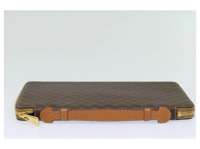 Céline Estuche de viaje de lona Macadam CELINE en cuero PVC marrón Auth yk13127 Castaño 