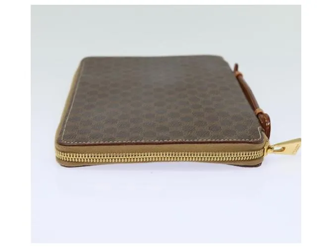 Céline Estuche de viaje de lona Macadam CELINE en cuero PVC marrón Auth yk13127 Castaño 