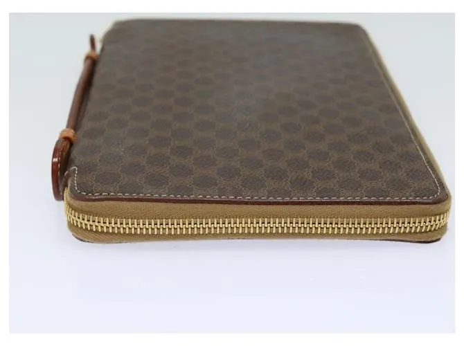 Céline Estuche de viaje de lona Macadam CELINE en cuero PVC marrón Auth yk13127 Castaño 
