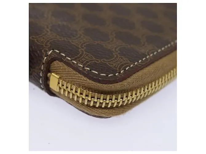 Céline Estuche de viaje de lona Macadam CELINE en cuero PVC marrón Auth yk13127 Castaño 