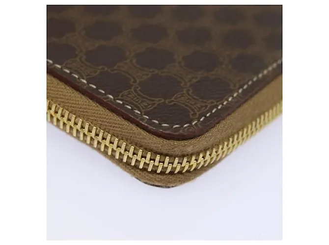 Céline Estuche de viaje de lona Macadam CELINE en cuero PVC marrón Auth yk13127 Castaño 