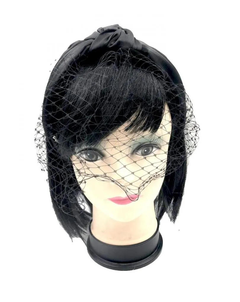 DIADEMAS MUJER NEGRAS CON REDECILLA PARA BODAS Y EVENTOS