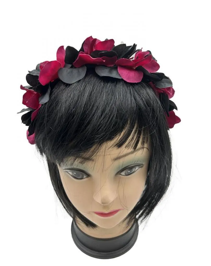 DIADEMAS MUJER PARA BODAS Y EVENTOS CON FLORES NEGRAS Y BUGAMBILIAS