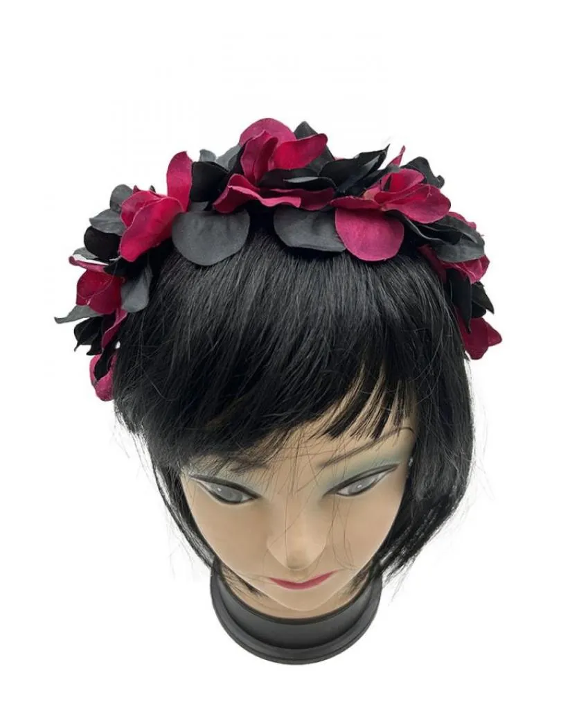 DIADEMAS MUJER PARA BODAS Y EVENTOS CON FLORES NEGRAS Y BUGAMBILIAS