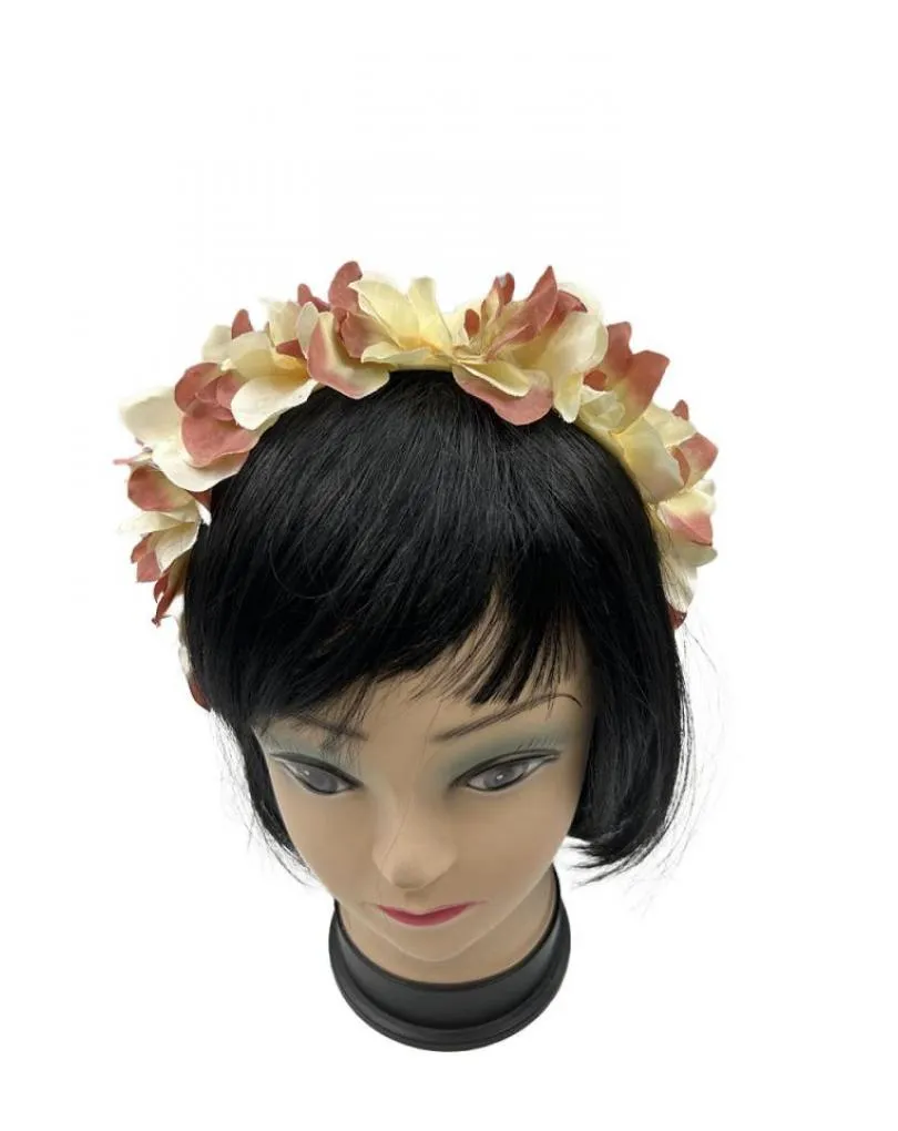 DIADEMAS MUJER PARA BODAS Y EVENTOS ROSAS Y BEIGE CON FLORES