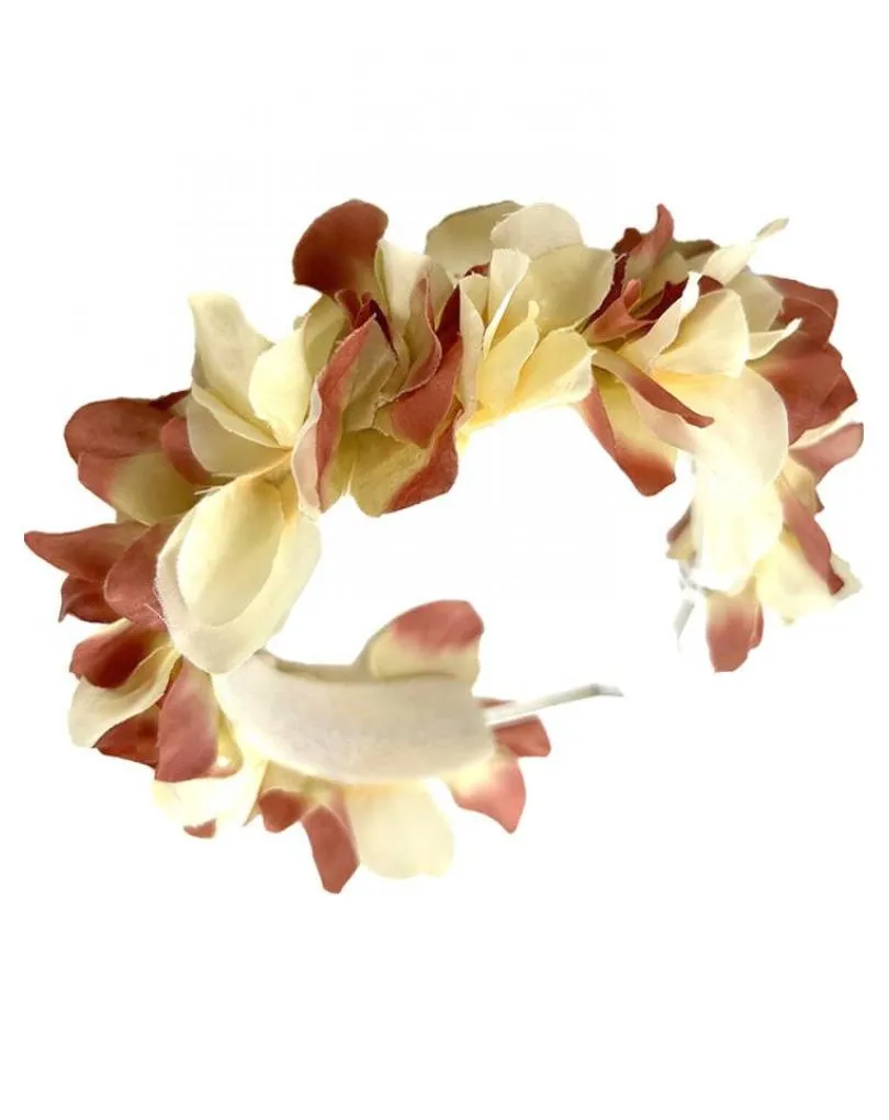 DIADEMAS MUJER PARA BODAS Y EVENTOS ROSAS Y BEIGE CON FLORES