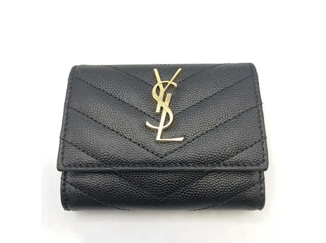 Estuche de llaves de cuero grabado Grain de Poudre Saint Laurent Negro Azul 