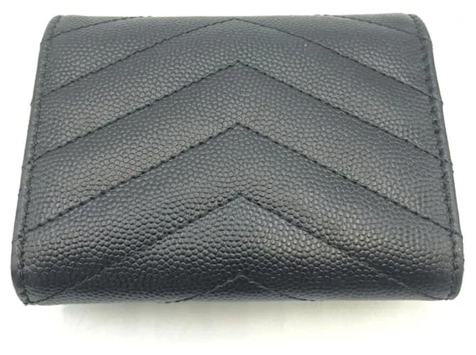 Estuche de llaves de cuero grabado Grain de Poudre Saint Laurent Negro Azul 