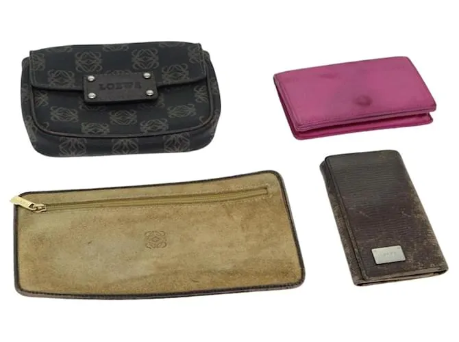 Estuche de Llaves LOEWE Pouch de Cuero 4Set Marrón Rosa Auth bs15089 Castaño 