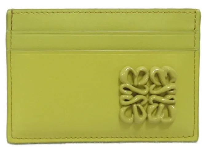 Estuche de tarjetas de visita de cuero amarillo Loewe 