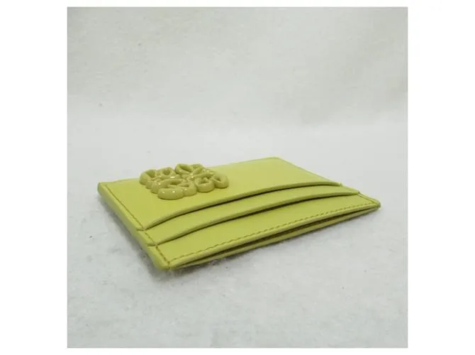 Estuche de tarjetas de visita de cuero amarillo Loewe 