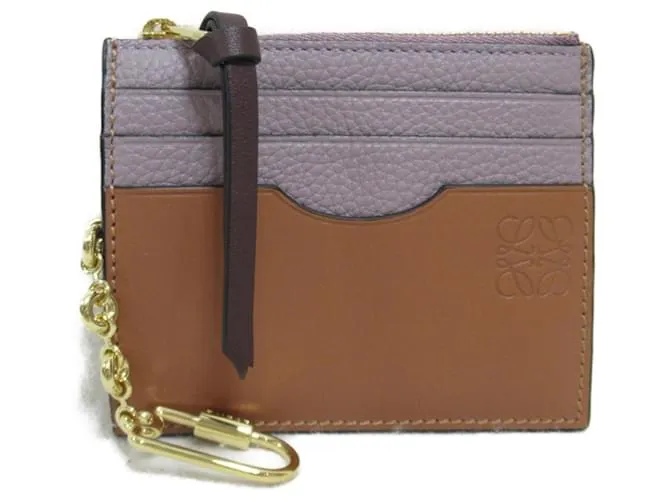 Estuche de tarjetas de visita de cuero Loewe Castaño Púrpura 