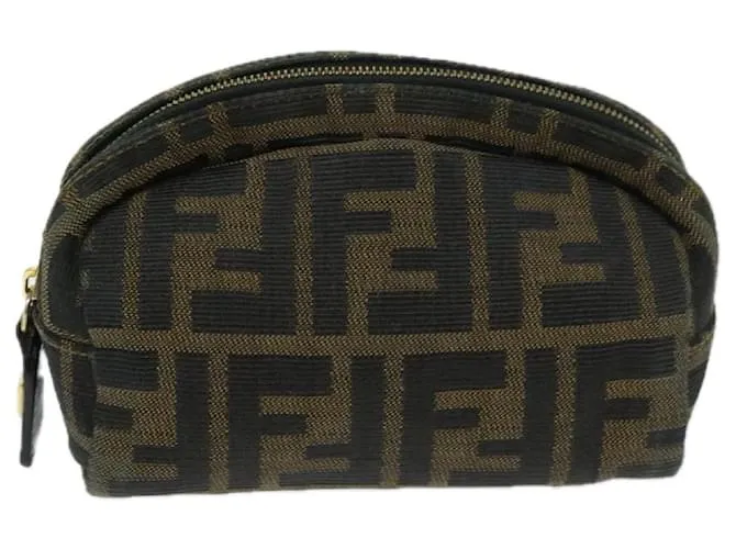 Estuche FENDI Zucca Canvas Marrón Negro Auth ar11515 Castaño 