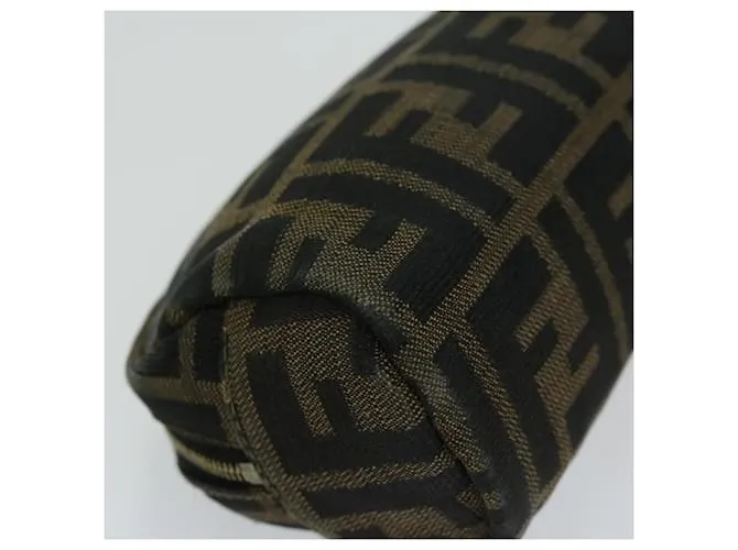 Estuche FENDI Zucca Canvas Marrón Negro Auth ar11515 Castaño 