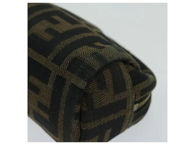 Estuche FENDI Zucca Canvas Marrón Negro Auth ar11515 Castaño 