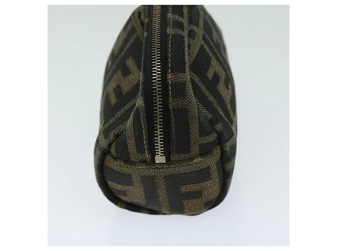 Estuche FENDI Zucca Canvas Marrón Negro Auth ar11515 Castaño 